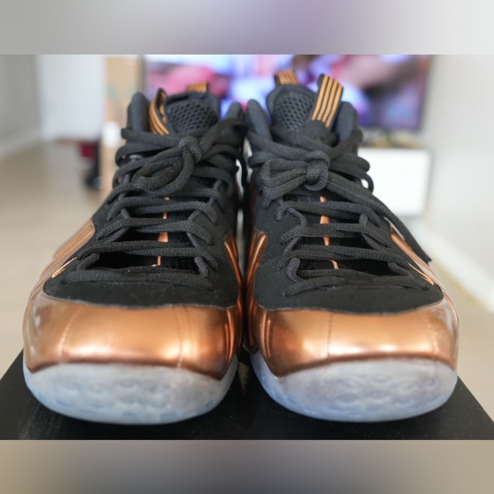 Nike Air Foamposite One Black Metallic Copper Leather Shoes 13 Men